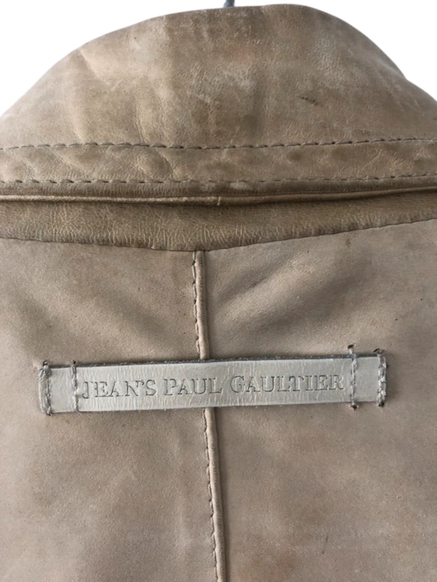 Jean Paul Gaultier Jean’s Paul Gaultier Beige Zip Leather Jacket, 1990s Size US L / EU 52-54 / 3 - 5 Thumbnail
