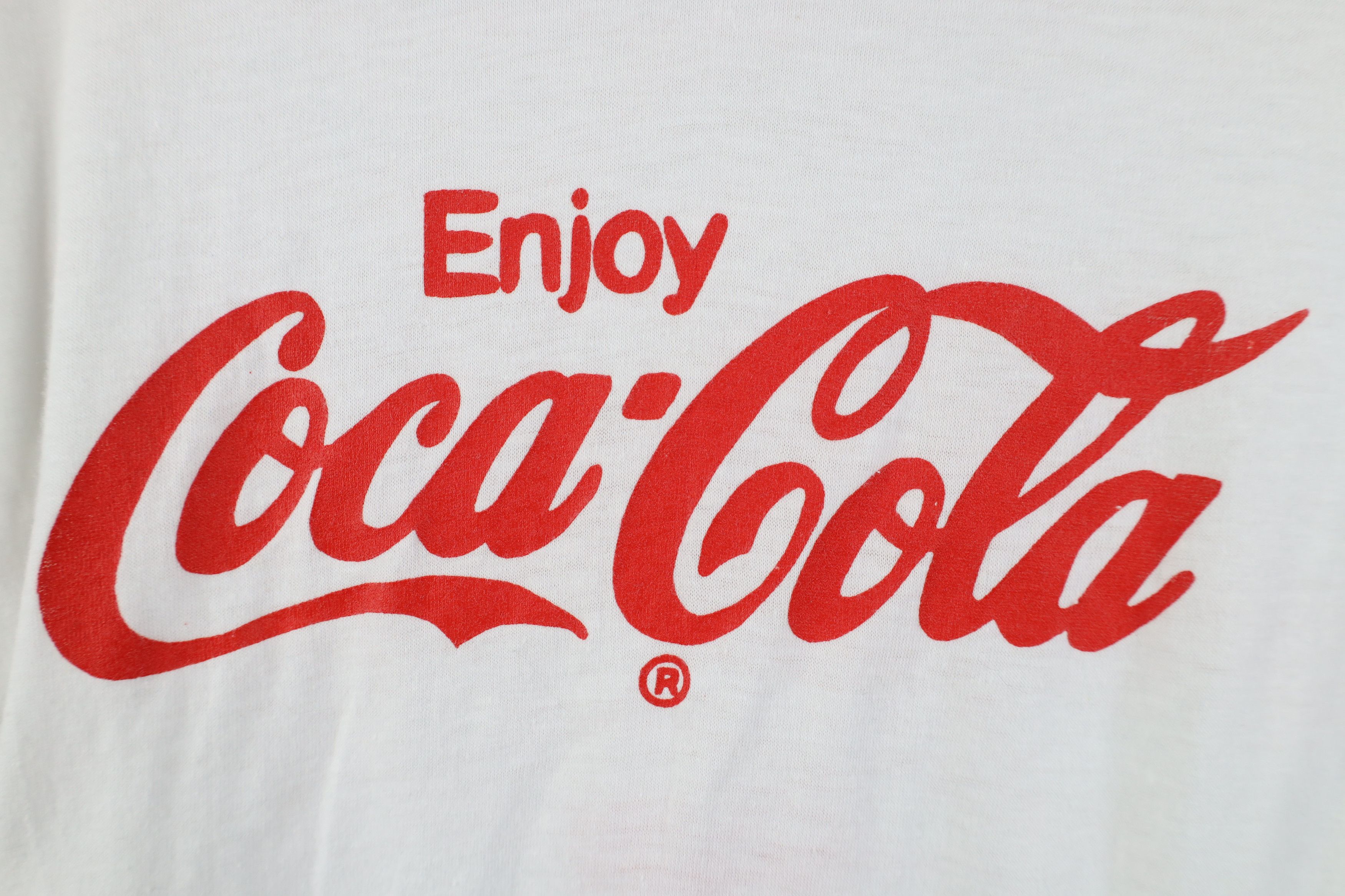 Vintage Vintage 80s Coca Cola Run Walk Ringer T-Shirt White USA Size S / US 4 / IT 40 - 10 Thumbnail