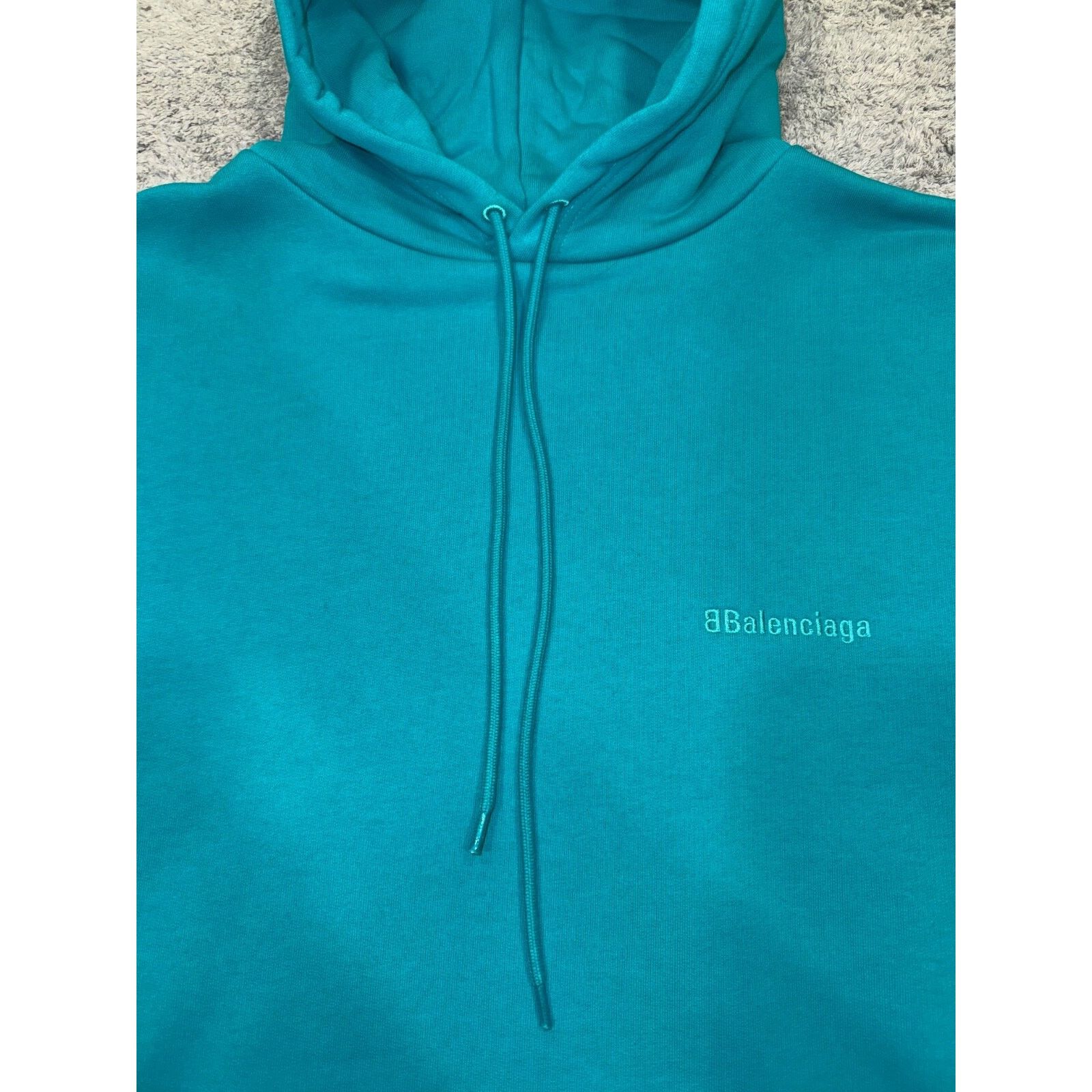 Balenciaga Balenciaga Logo Oversized Turquoise Blue Hoodie Cotton Large Size US L / EU 52-54 / 3 - 3 Thumbnail
