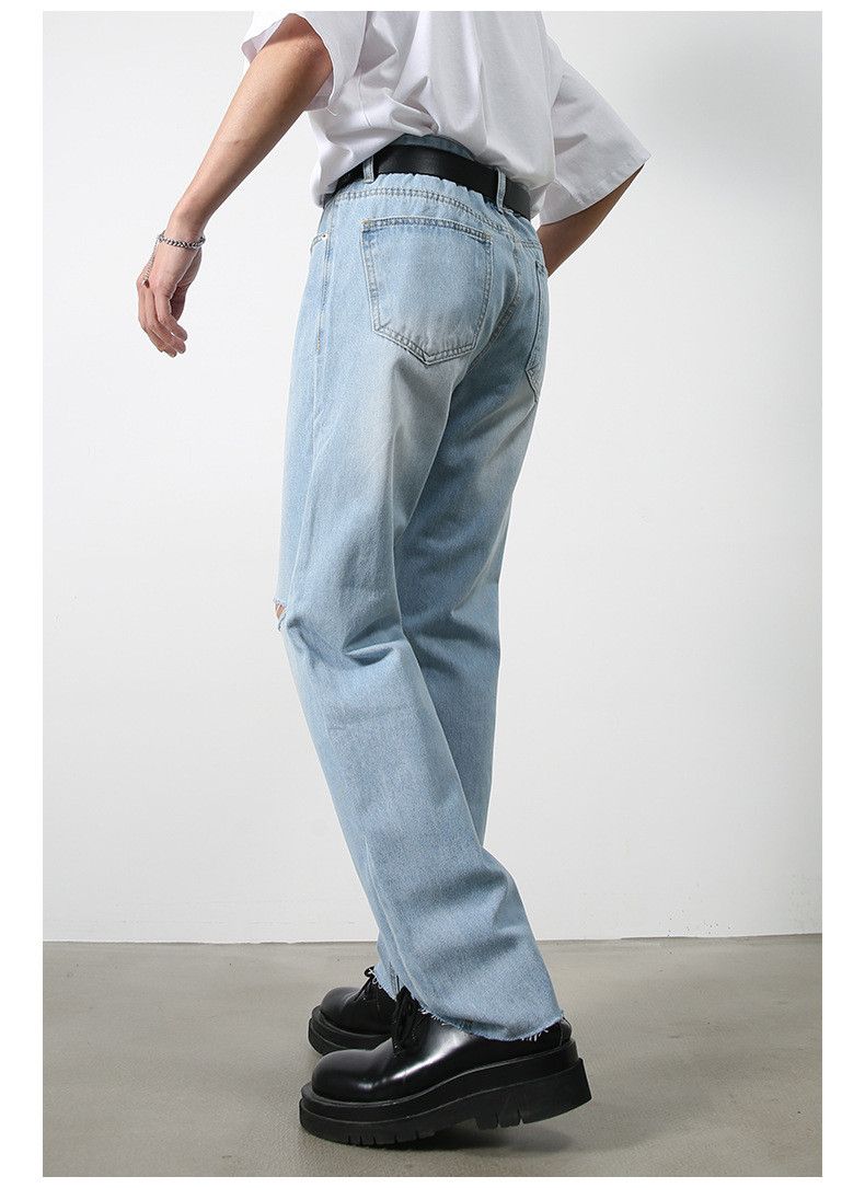 Japanese Brand × Vintage Japanese loose casual light blue ripped straight jeans Size US 32 / EU 48 - 6 Thumbnail