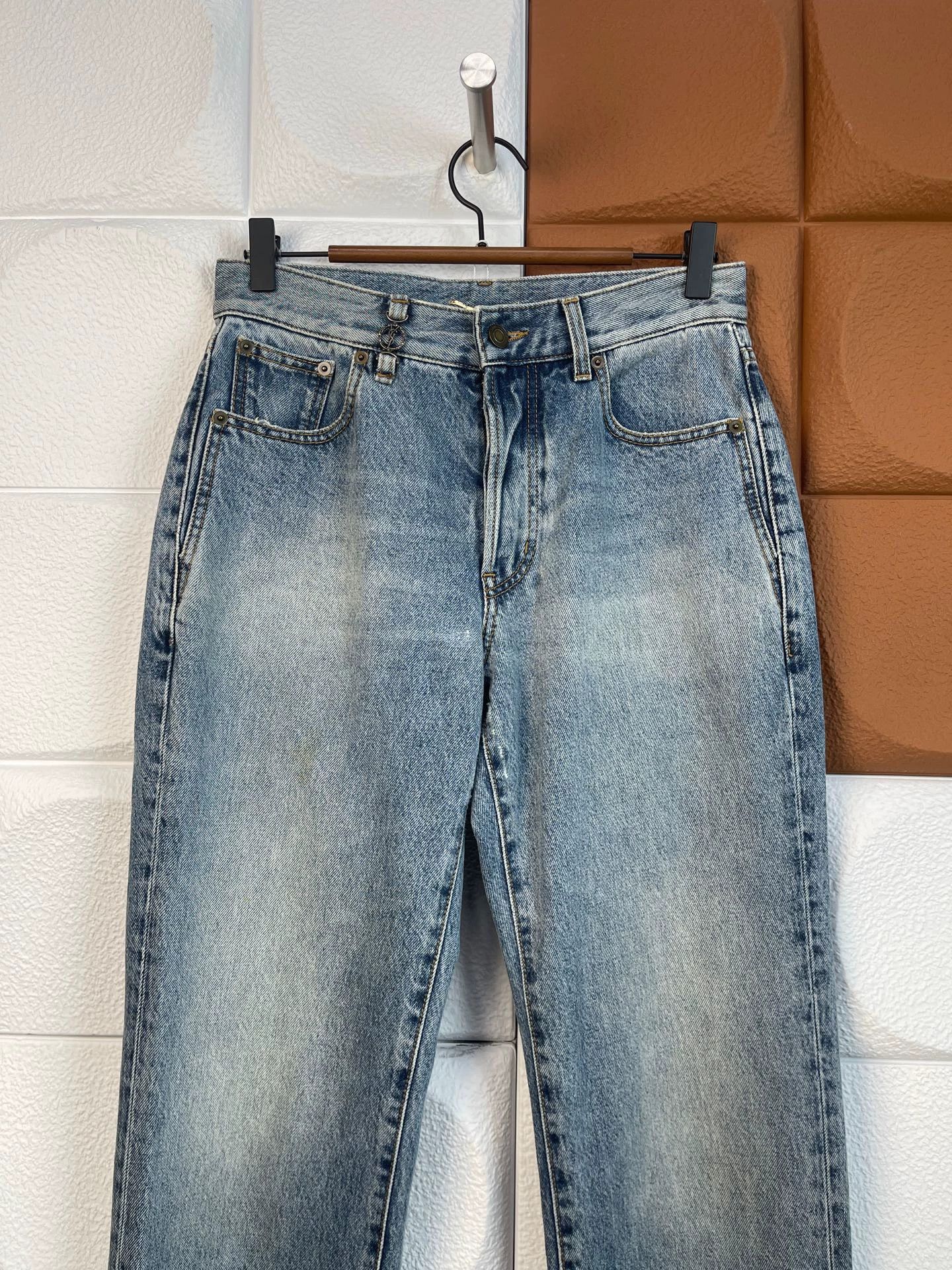 Saint Laurent Paris SLP Metallic Logo Jeans Women's 27 Size 27" / US 4 / IT 40 - 3 Thumbnail