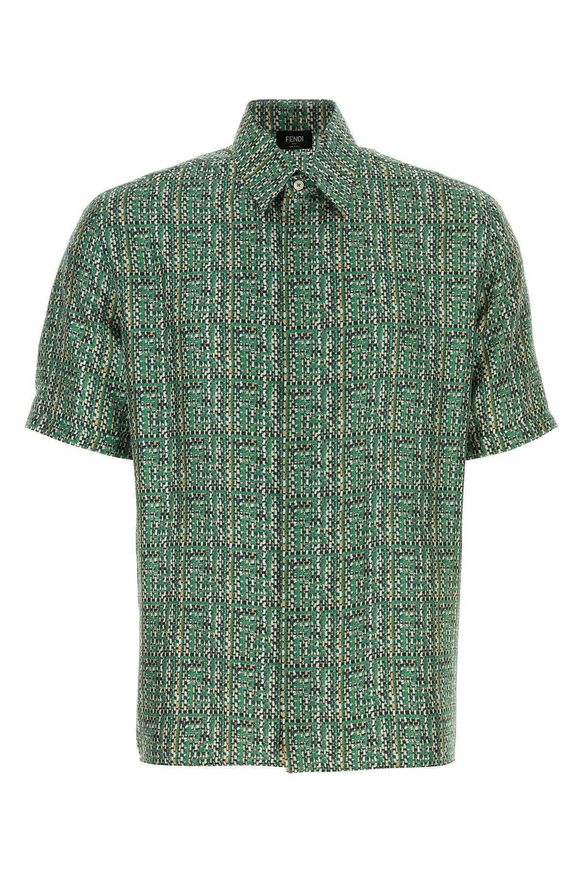 image of Fendi Printed Silk Shirt, Men's (Size Large)