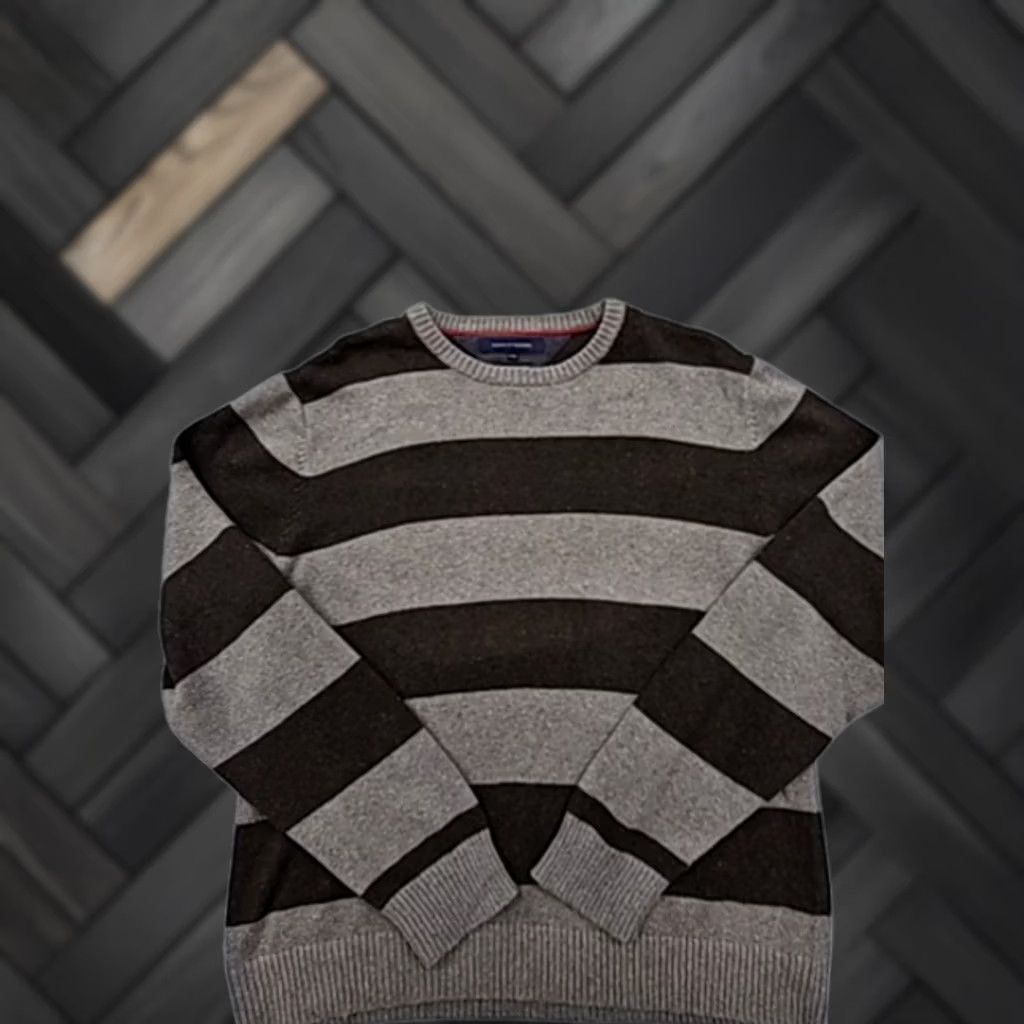 Tommy Hilfiger Tommy Hilfiger Men’s Gray Brown Stripe Crewneck Sweater XXL Long Sleeve Size US XXL / EU 58 / 5 - 1 Thumbnail