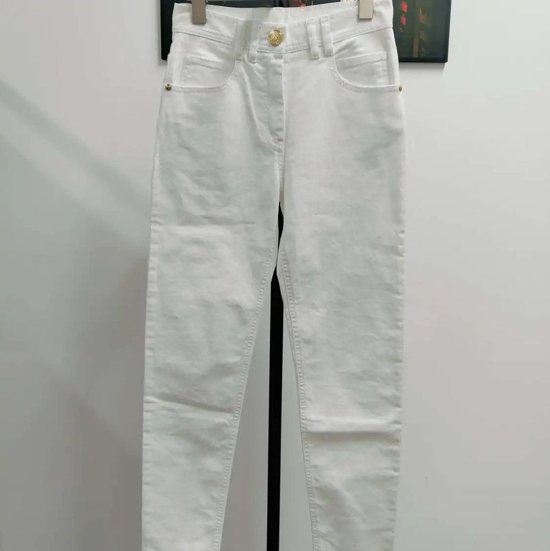 Balmain Balmain White Cotton Women's Denim Pants 0089 Size 23" - 1 Thumbnail