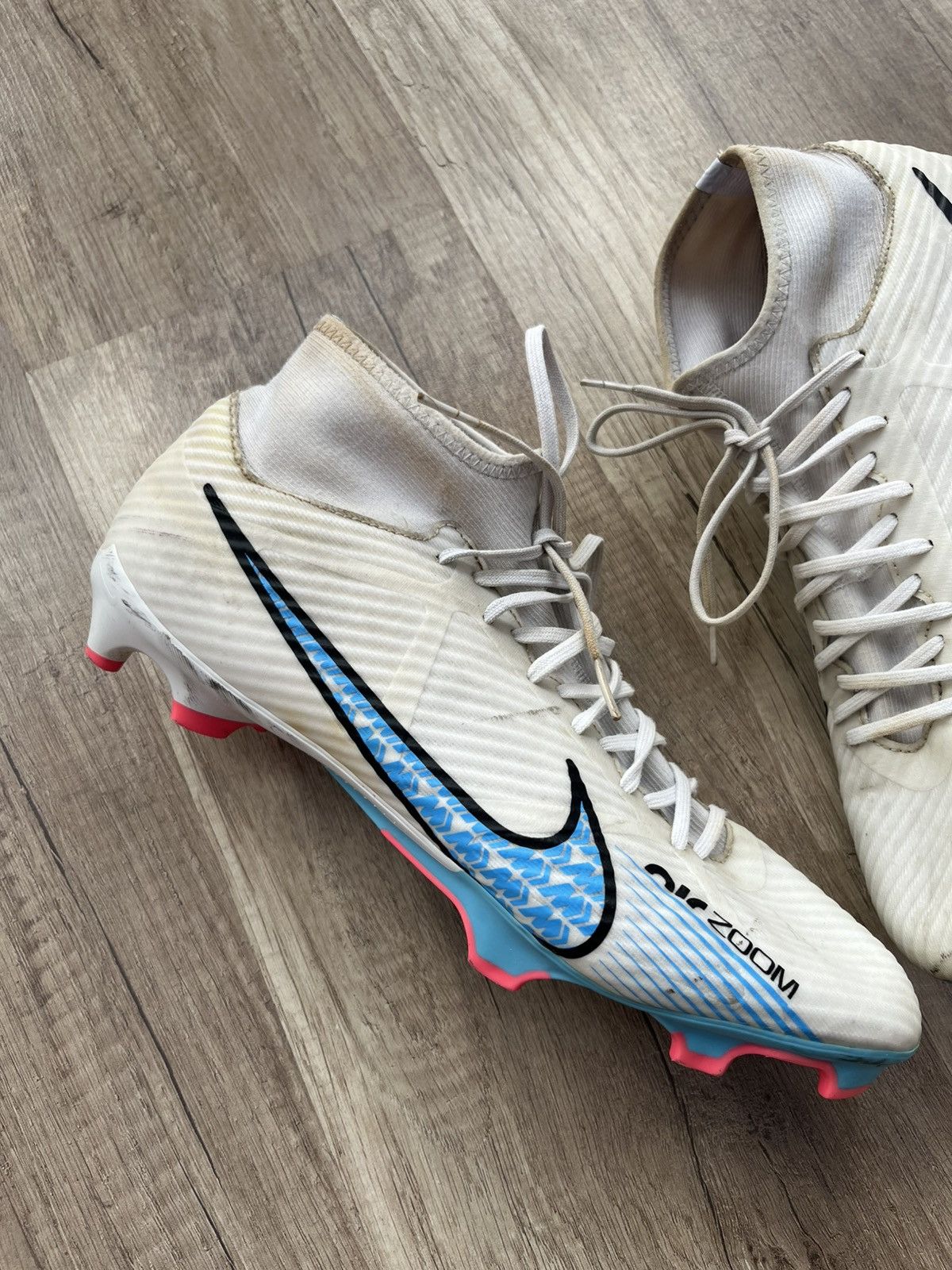 Nike Nike Mercurial Zoom Superfly 9 Elite FG White/Blue Size US 11 / EU 44 - 3 Thumbnail