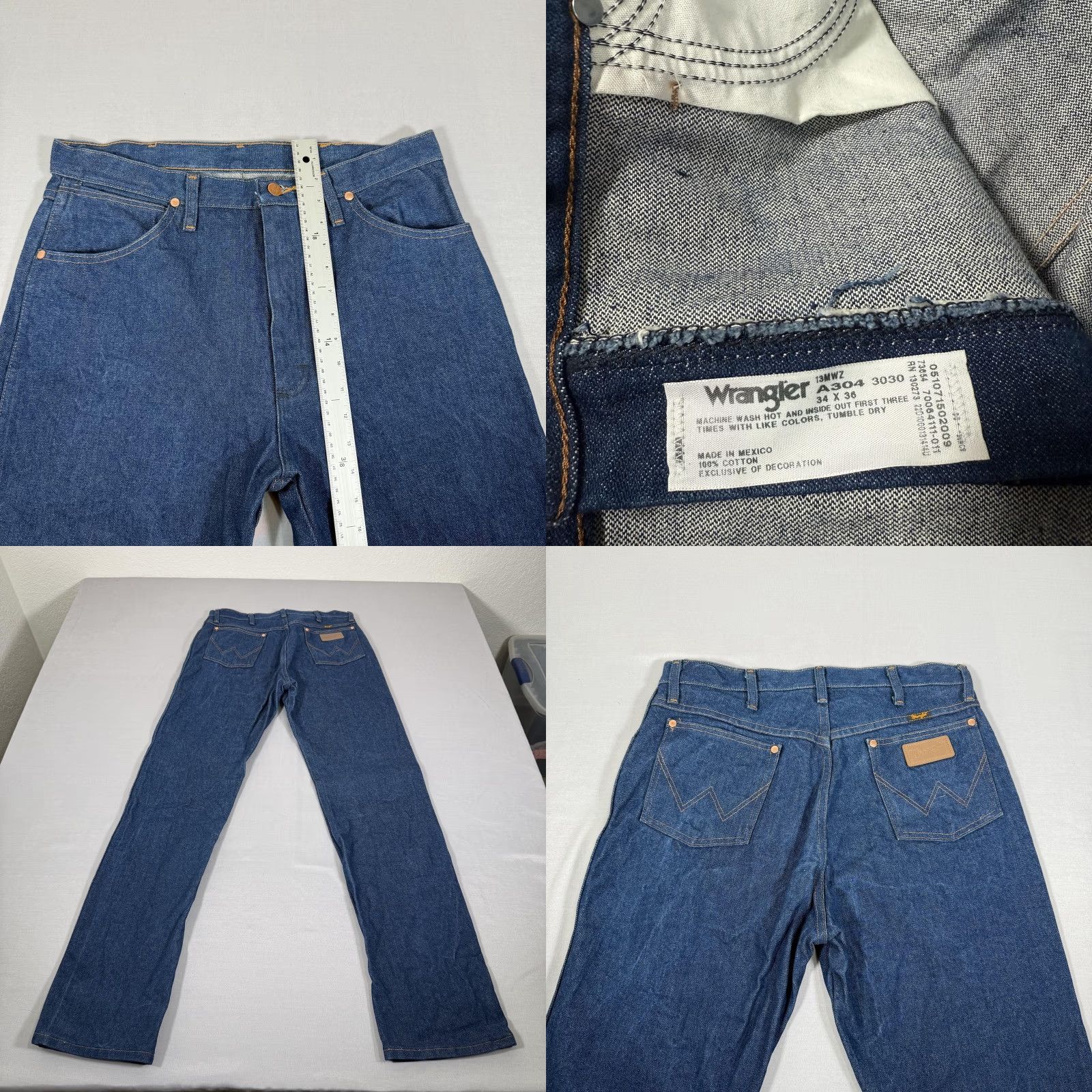 Wrangler Wrangler Jeans Mens 34x36 Blue 13MWZ Straight Denim Pants Western Cowboy Jeans Men Size US 34 / EU 50 - 8 Thumbnail