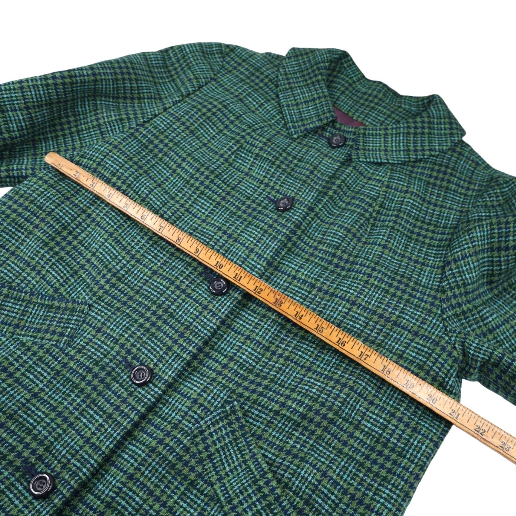 Pendleton VINTAGE Pendleton Overcoat Wool Houndstooth Satin Lined Green Womens Large 21"x44" Size L / US 10 / IT 46 - 5 Thumbnail