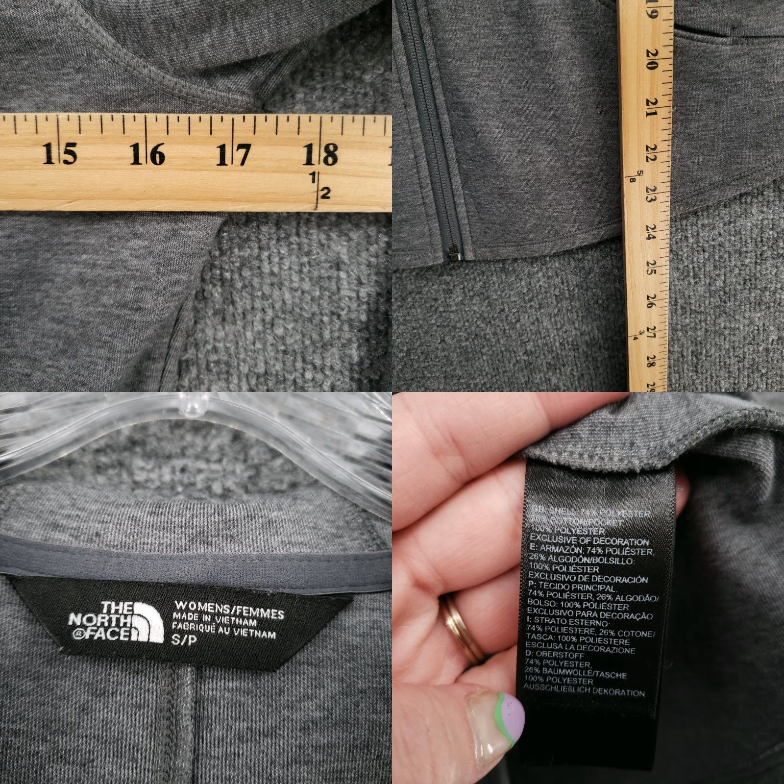 The North Face The North Face Full Zip Hoodie Womens S Gray Raglan Long Sleeve Thumbhole Size S / US 4 / IT 40 - 9 Thumbnail