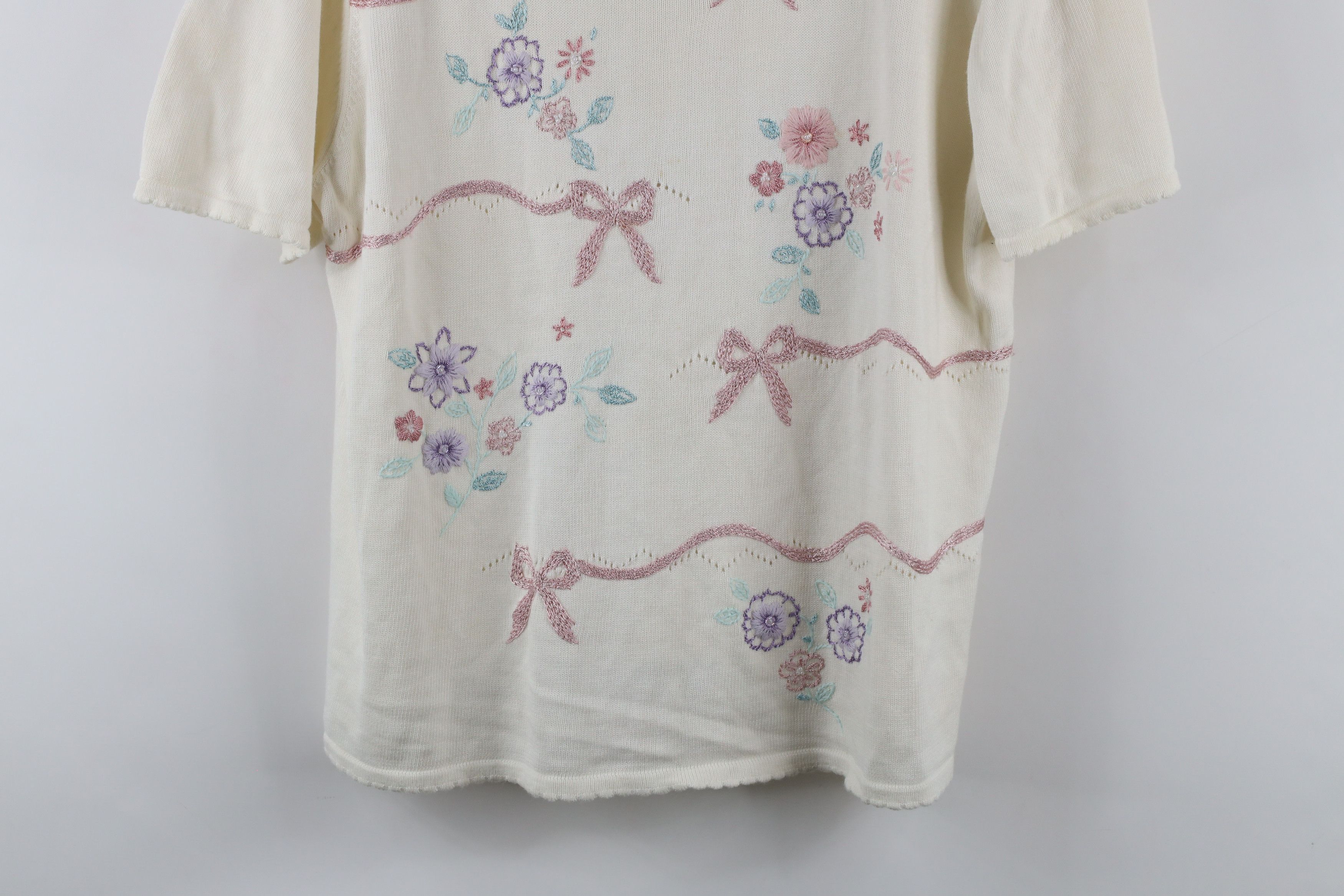 Vintage Vintage 90s Country Primitive Knit Short Sleeve Sweater Size XL / US 12-14 / IT 48-50 - 3 Thumbnail