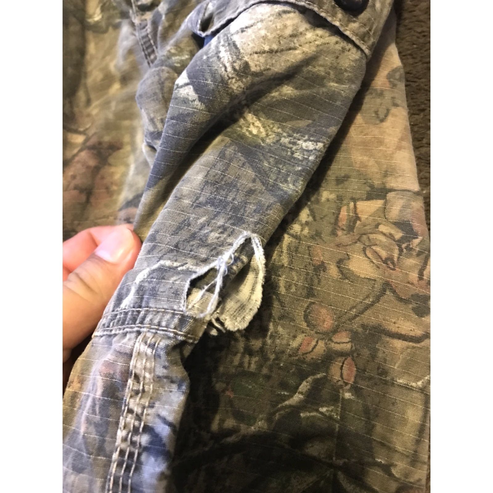 Vintage Scent Blocker Mens Cargo Camo Pants Large Green Tan Belted Flat Front Outdoor Size US 33 - 2 Thumbnail