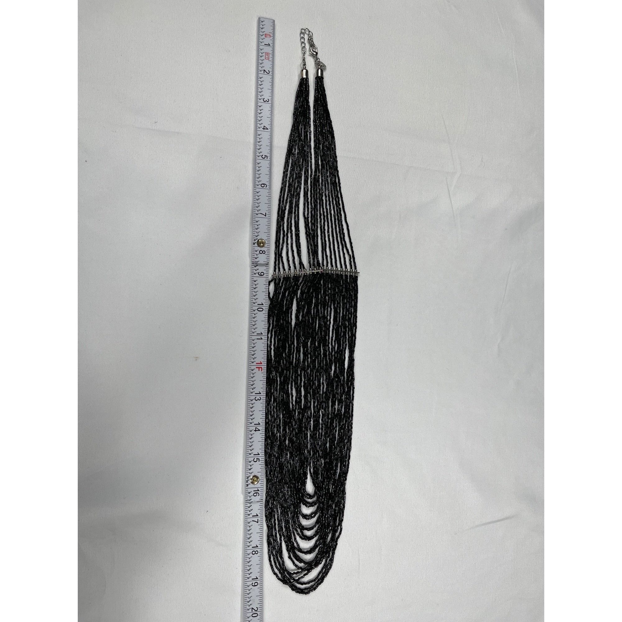 Vintage Multi Strand Black Beaded Necklace SKU 7853 With Adjustable Size ONE SIZE - 3 Thumbnail
