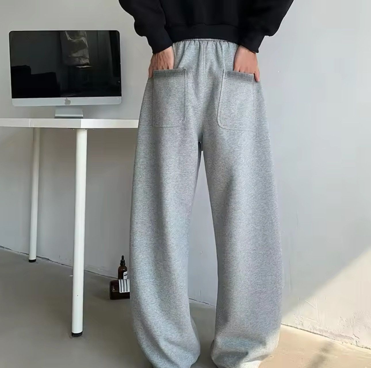 Japanese Brand × Other Fleece Casual Pants Side Striped Wide Leg Straight Sweatpant Size US 28 / EU 44 - 3 Thumbnail