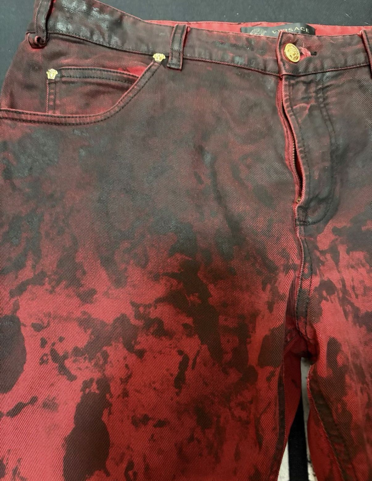 Versace Indie Sleaze Icon | Versace Coated Jeans Size US 35 - 3 Thumbnail