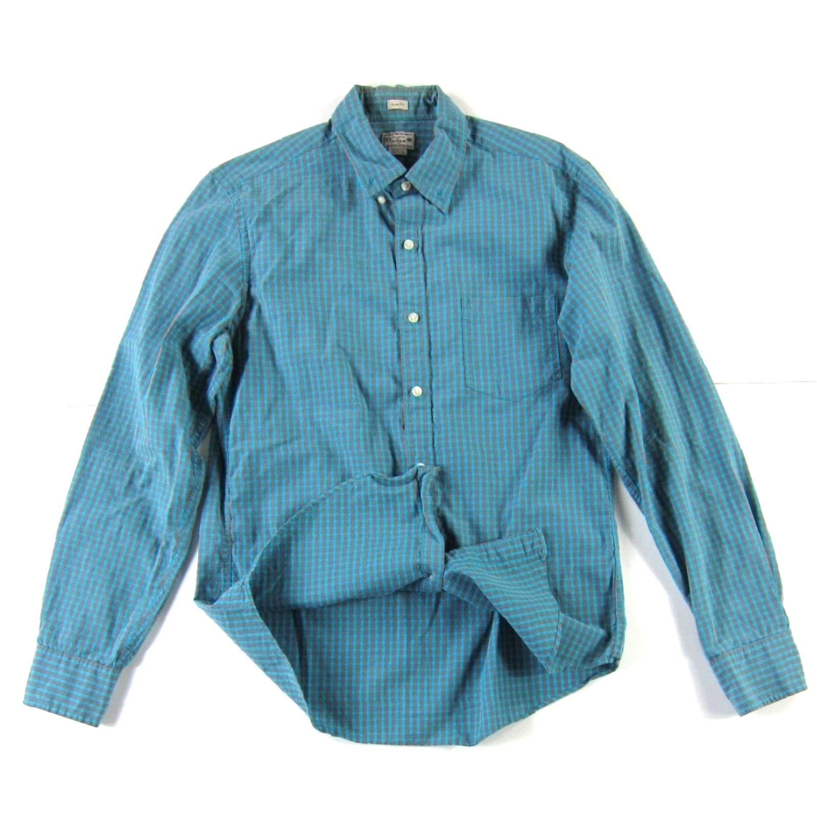 J.Crew J.Crew Tailored Grey Blue Plaid Button Up Cotton Long Sleeve Slim Fit Shirt M Size US M / EU 48-50 / 2 - 5 Thumbnail