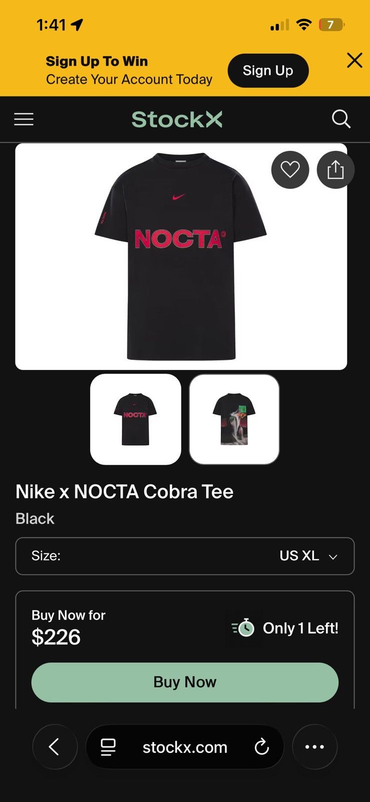 NOCTA NikeNike x NOCTA Drake Cobra T-Shirt 'Black'MEN'S Size US XL / EU 56 / 4 - 2 Thumbnail