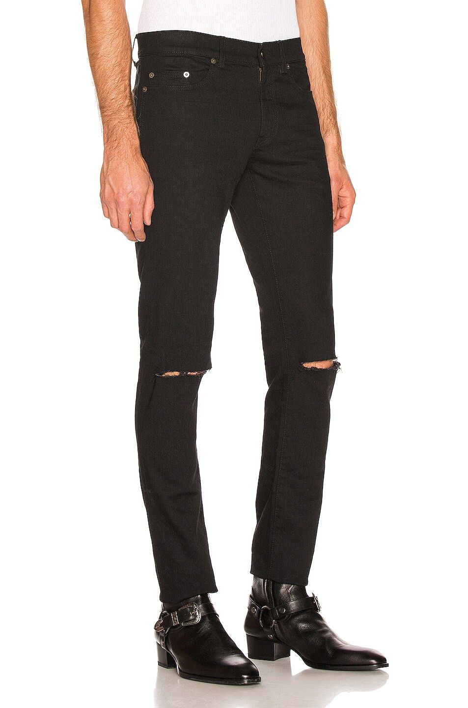 Saint Laurent Paris D02 Black Knee Ripped Skinny Jeans Size US 29 - 3 Thumbnail