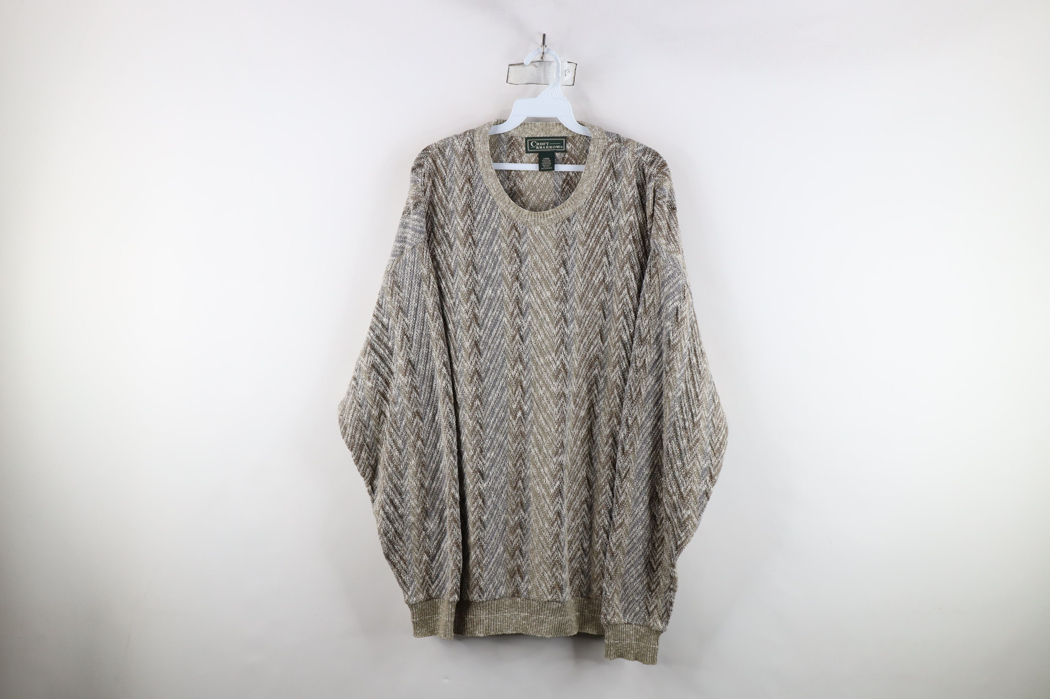 Vintage Vintage 90s Streetwear Herringbone Knit Crewneck Sweater Size US L / EU 52-54 / 3 - 1 Thumbnail
