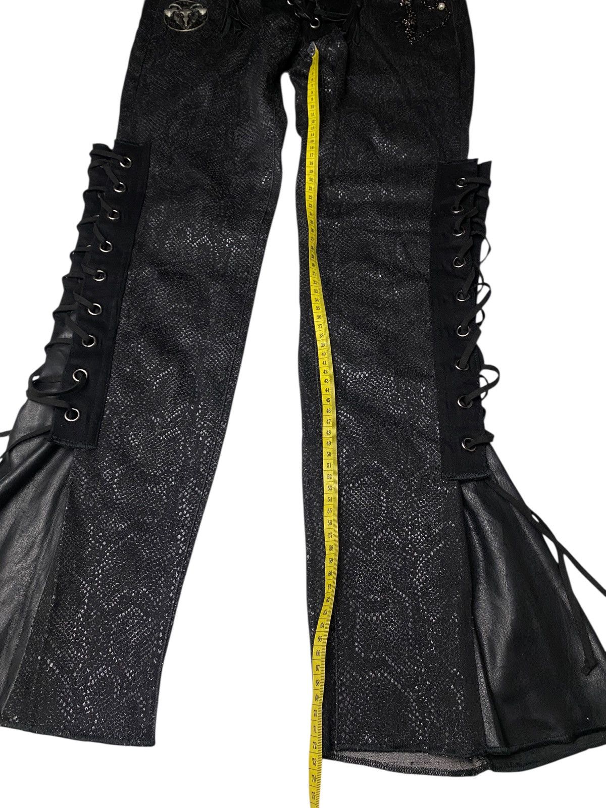If Six Was Nine 2000's Snakeskin Laced Up Chain Custom Flared Pants Size US 28 / EU 44 - 14 Thumbnail