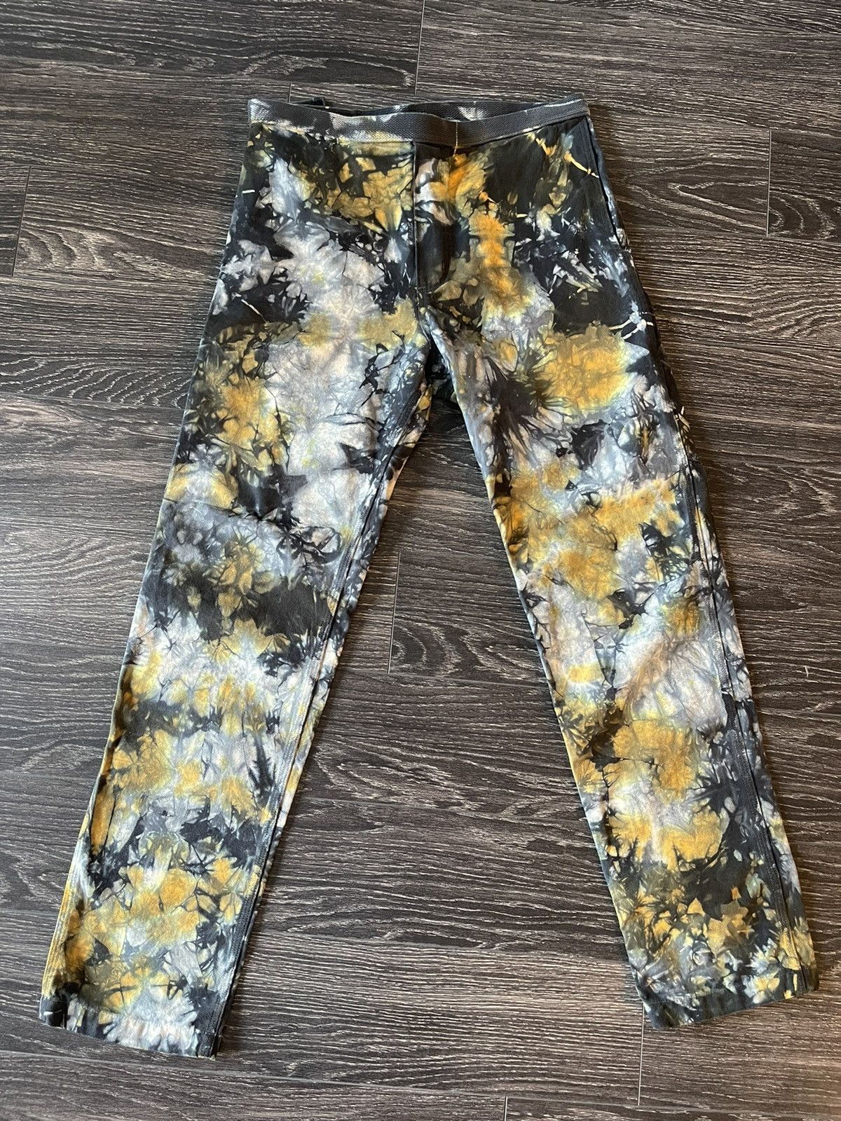 image of Brain Dead Hard/software Velcro Carpenter Pant - Ice Dye in Yellow, Men's (Size 32)