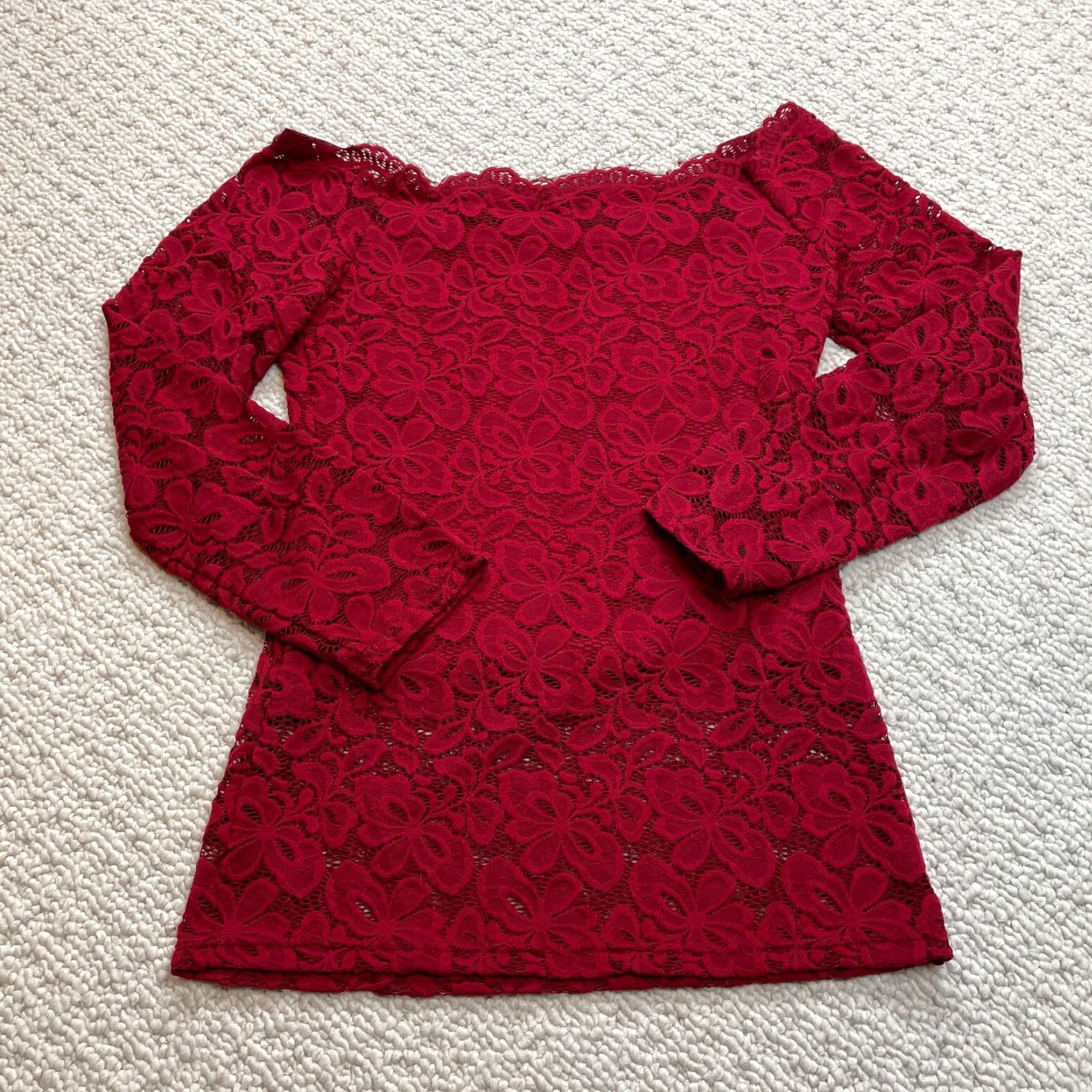 Vintage VINTAGE Unbrounded Blouse Shirt Womens S Red Floral Embroidered Sheer Boat Neck Casual Sleeves Womens Size S / US 4 / IT 40 - 5 Thumbnail