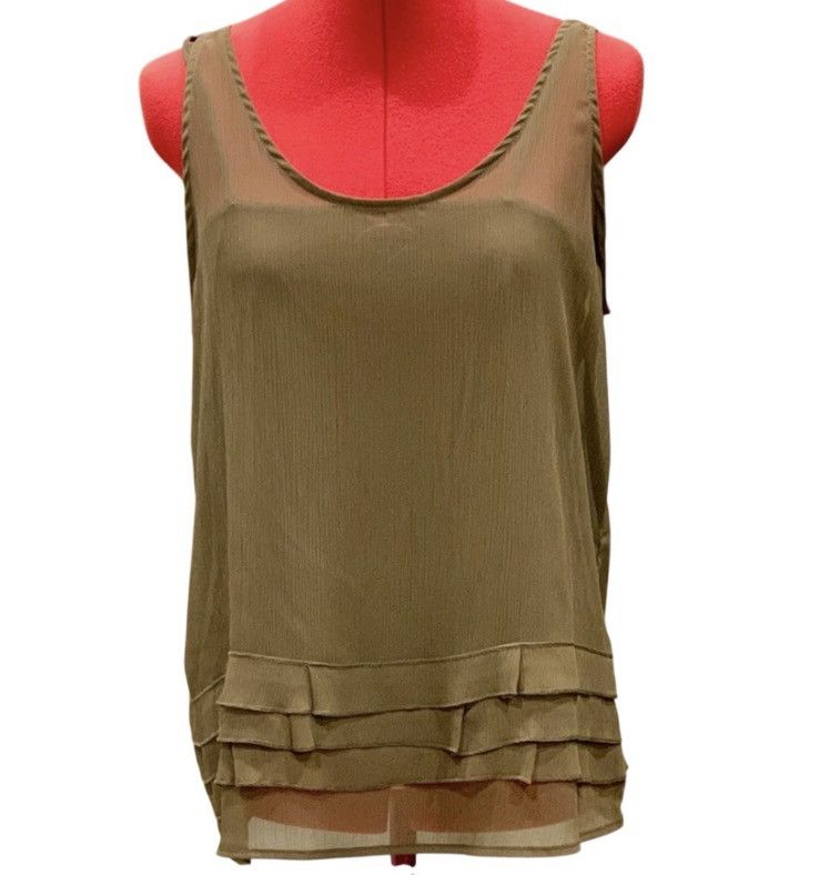 Old Navy Old Navy Army Green Ruffle Blouse Women’s Medium Semi Sheer Size M / US 6-8 / IT 42-44 - 1 Thumbnail