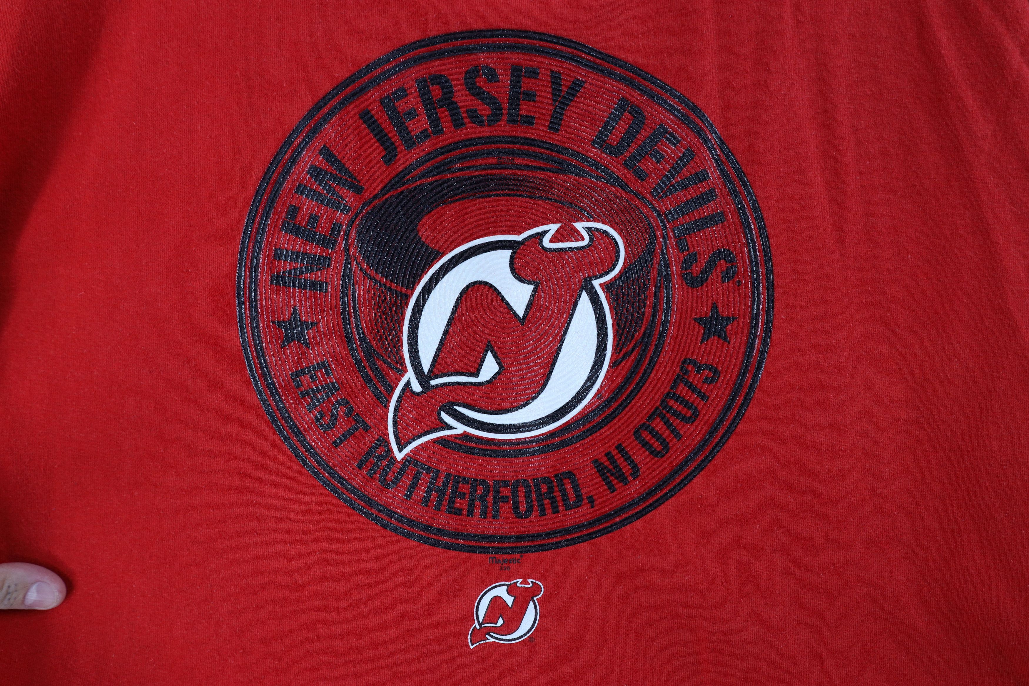 Majestic × Vintage Vintage 90s Majestic New Jersey Devils Hockey T-Shirt Red Size US XXL / EU 58 / 5 - 5 Thumbnail
