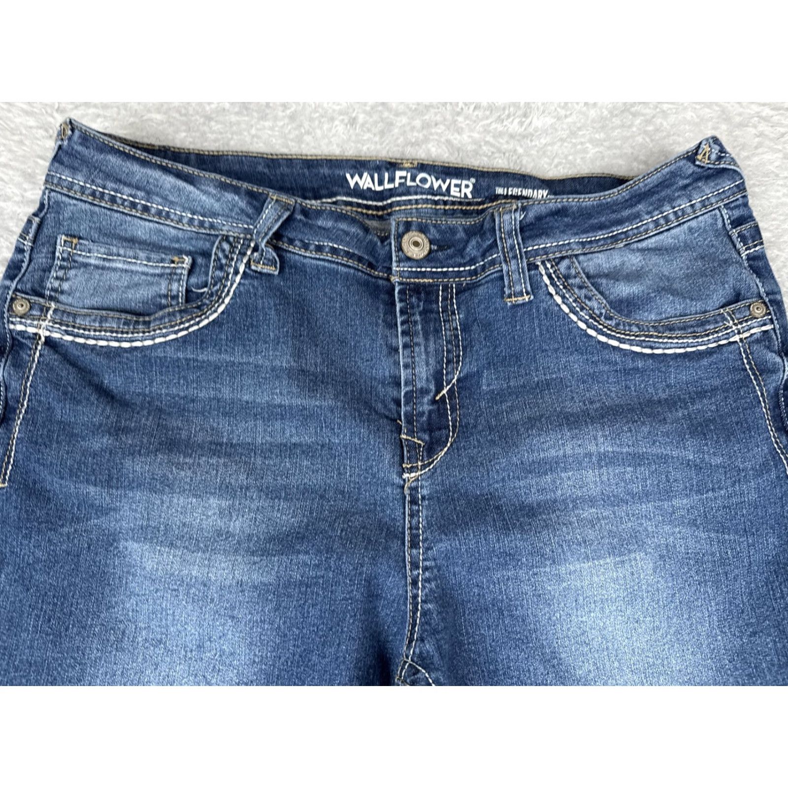 Vintage Wallflower Jeans Womens Bootcut 15 Regular Blue Denim Embroidered Stretch Pockets 5-Pocket Embellished Modern Seasonal City Size 36" / US 14 / IT 50 - 4 Thumbnail