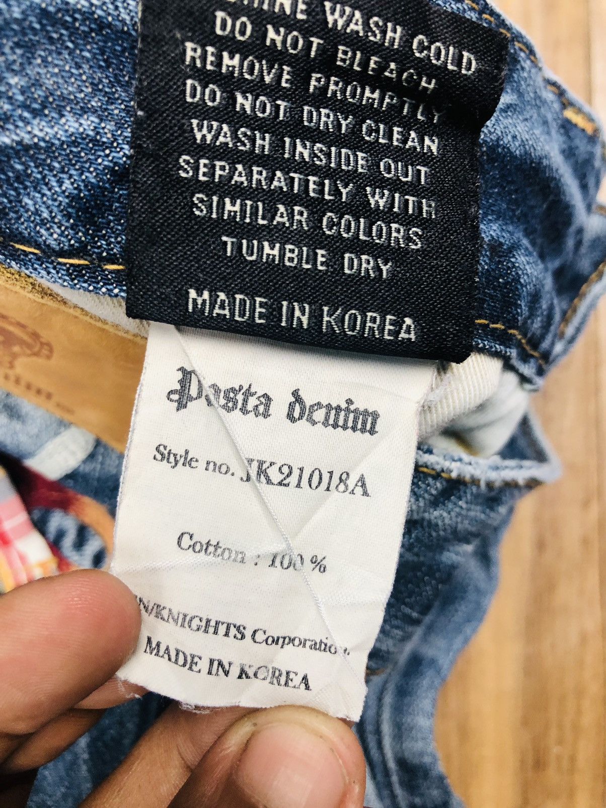 If Six Was Nine Pasta Denim Bootcut Distressed Jeans Plaid Patches (40) Size 26" / US 2 / IT 38 - 15 Thumbnail