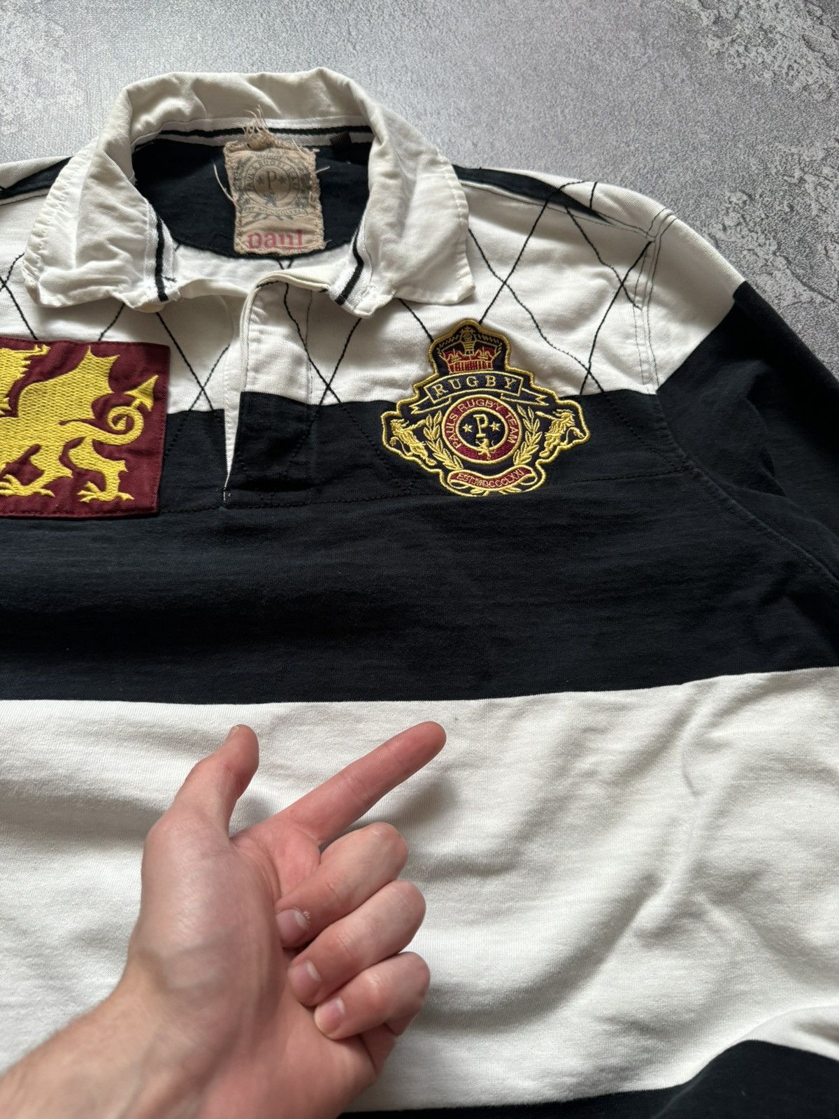 Designer × Vintage Paul kehl M striped big logo rugby 🏉 jersey sweatshirt 00s Size US M / EU 48-50 / 2 - 8 Thumbnail