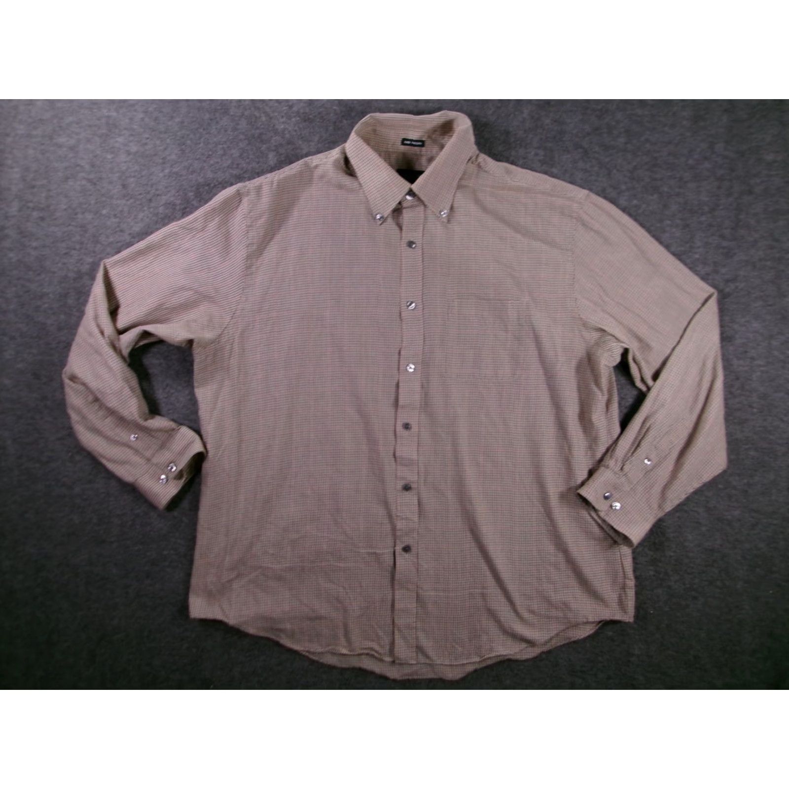 Van Heusen Van Heusen Shirt Men XL Tan Plaid No Iron Pocket Classic Causal Business Size US XL / EU 56 / 4 - 2 Thumbnail