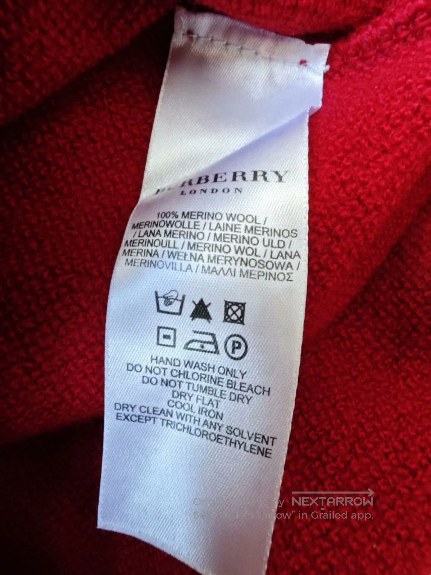 Burberry Red Military Style Wool Sweater.