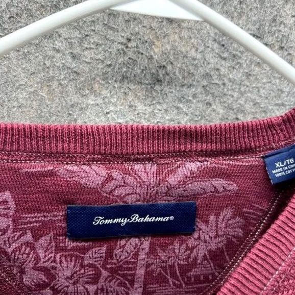 Tommy Bahama VINTAGE Tommy Bahama Sweater Mens XL Burgundy Pullover Crewneck Saltwater Tide Fleece Shirt Size US XL / EU 56 / 4 - 4 Thumbnail
