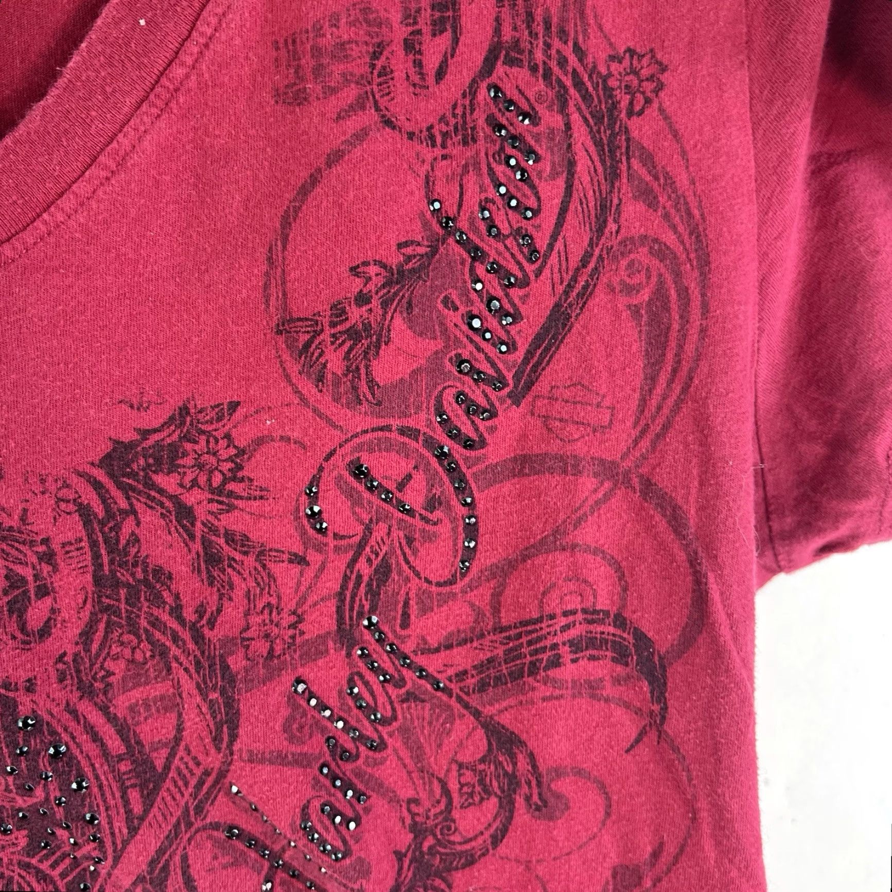 Harley Davidson Harley-Davidson Cookeville TN T-Shirt Womens XL Red Beaded V-Neck USA Biker Classic Size XL / US 12-14 / IT 48-50 - 2 Thumbnail