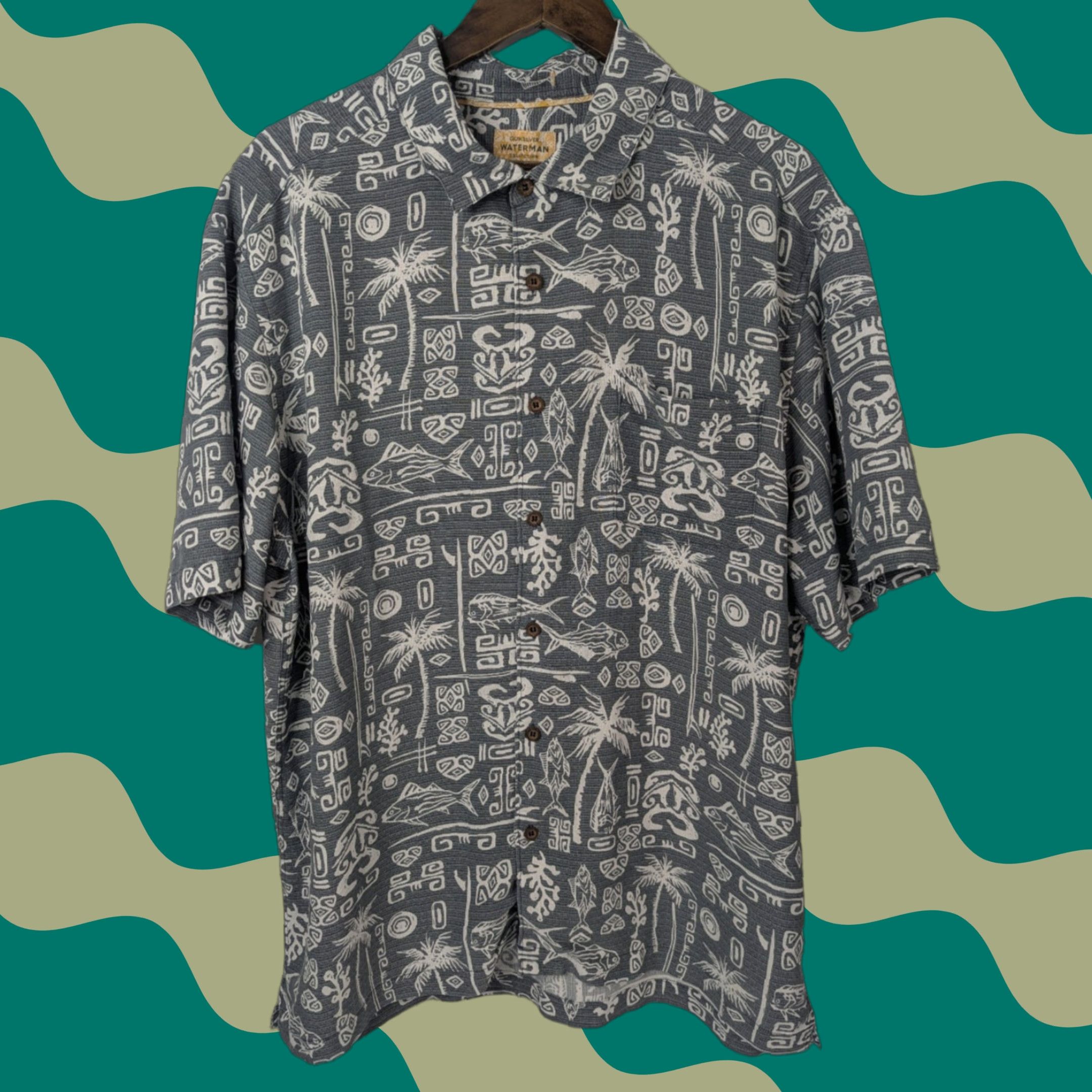 Quiksilver Quiksilver Waterman Sea the World Hawaiian Shirt Mens XL Blue Floral Modal Beach Shirt Size US XL / EU 56 / 4 - 1 Thumbnail