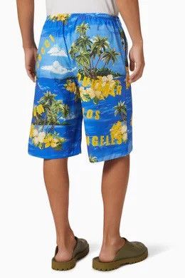 Gucci Gucci Souvenir From Los Angeles Shorts Blue Hawaii Print Size US 29 - 3 Thumbnail