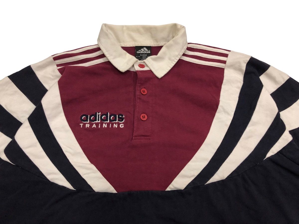 Adidas × Vintage DOPE 🔥 90s ADIDAS TRAINING RUGBY SHIRT TRICOLOUR RARE STRIPE Size US XL / EU 56 / 4 - 5 Thumbnail