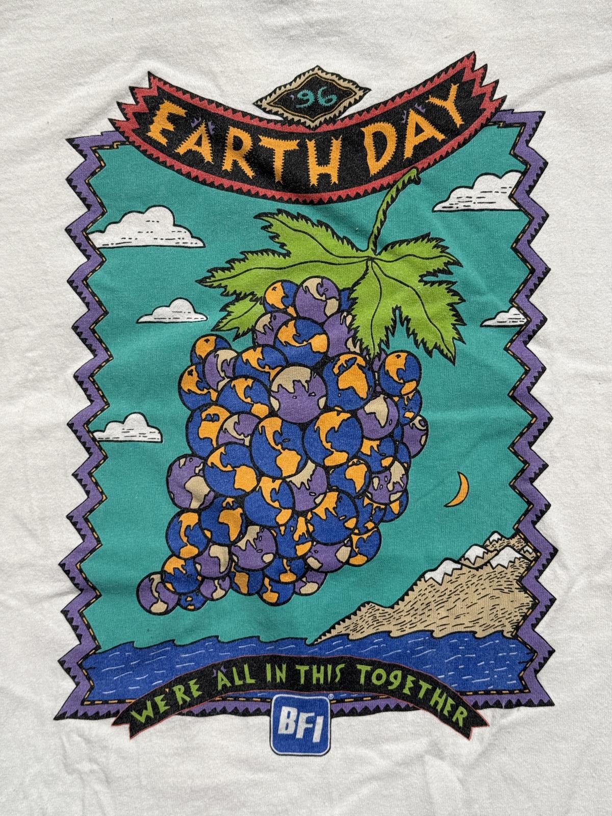 Fruit Of The Loom Vintage Earth Day T-shirt 1996 BFI We Make It Easy Grapes XL Size US XL / EU 56 / 4 - 5 Thumbnail