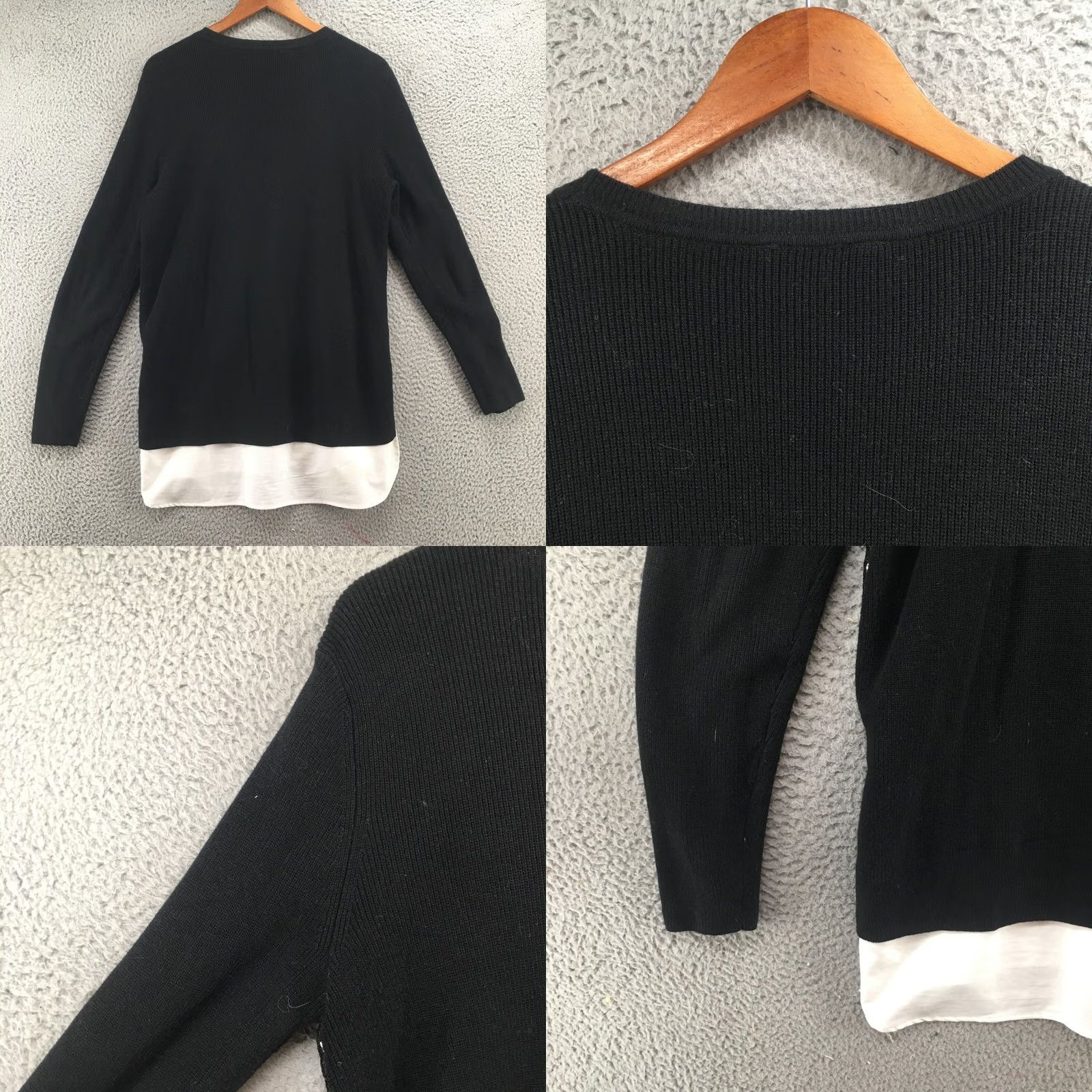 Vintage Simply Vera Vera Wang Sweater Womens L Black Lace Front Crewneck Long Sleeve Size L / US 10 / IT 46 - 8 Thumbnail
