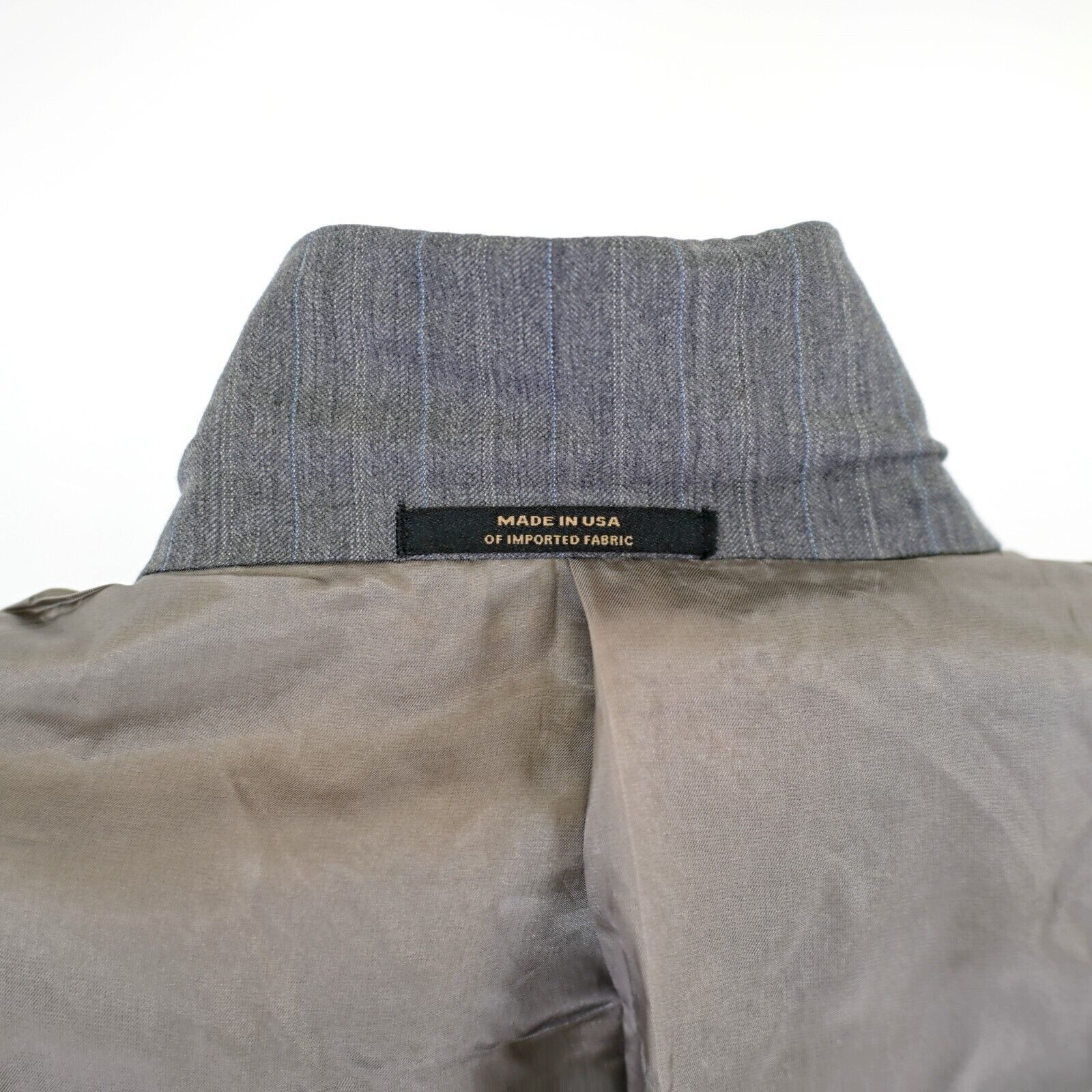 Hart Schaffner Marx Hart Schaffner Marx Wool Gray W/ Blue White Striped 40R / Sl Size 40R - 11 Thumbnail