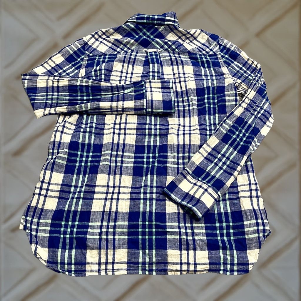 J.Crew J.Crew Shirt Womens XXS Blue White Plaid Button-Up Long Sleeve Cotton Top Size XXS / US 00 / IT 34 - 1 Thumbnail