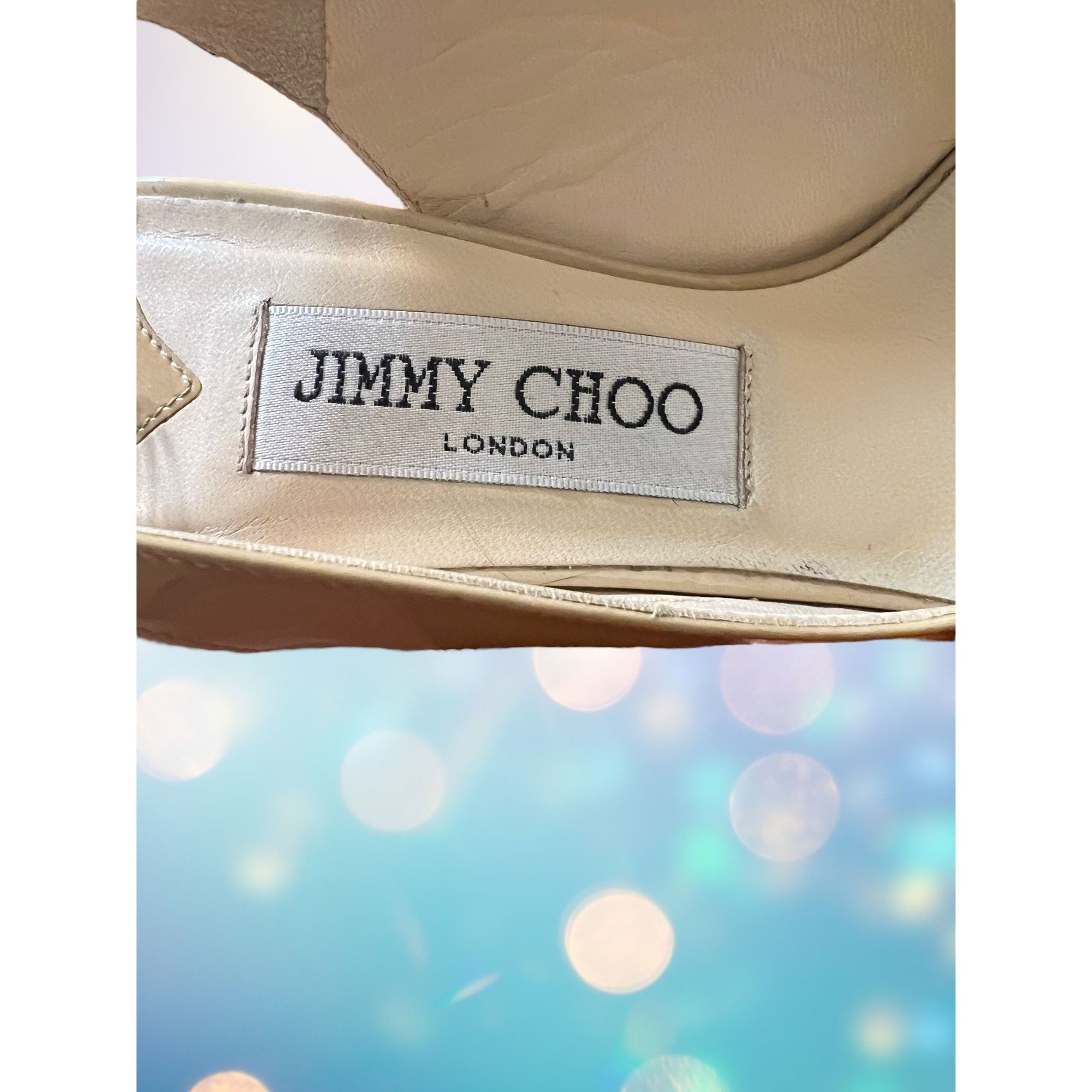Jimmy Choo Jimmy Choo Patent Leather Shoes Nude Heels Peep Toe Platform Size US 5.5 / IT 35.5 - 8 Thumbnail