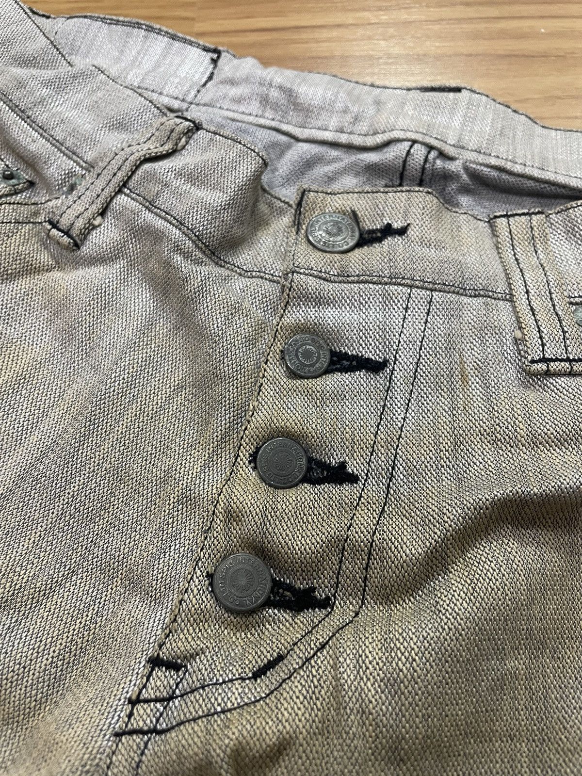 Tornado Mart Tornado Mart Waxed Silver Coated Flared Denim Pant Size US 32 / EU 48 - 8 Thumbnail