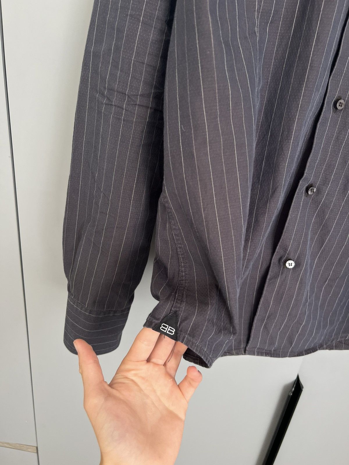 Balenciaga Balenciaga Men's Striped Cotton Button Up Shirt Size 15/40 Size US M / EU 48-50 / 2 - 3 Thumbnail