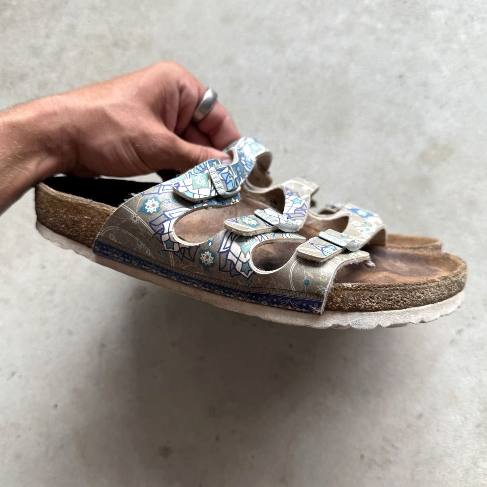 Birkenstock Birkenstock Florida Birko Flor Ancient Mosaic Taupe Womens Size EU 38 US 7 Sandal Multicolor Footbed Sandals Womens Size US 7 / IT 37 - 3 Thumbnail