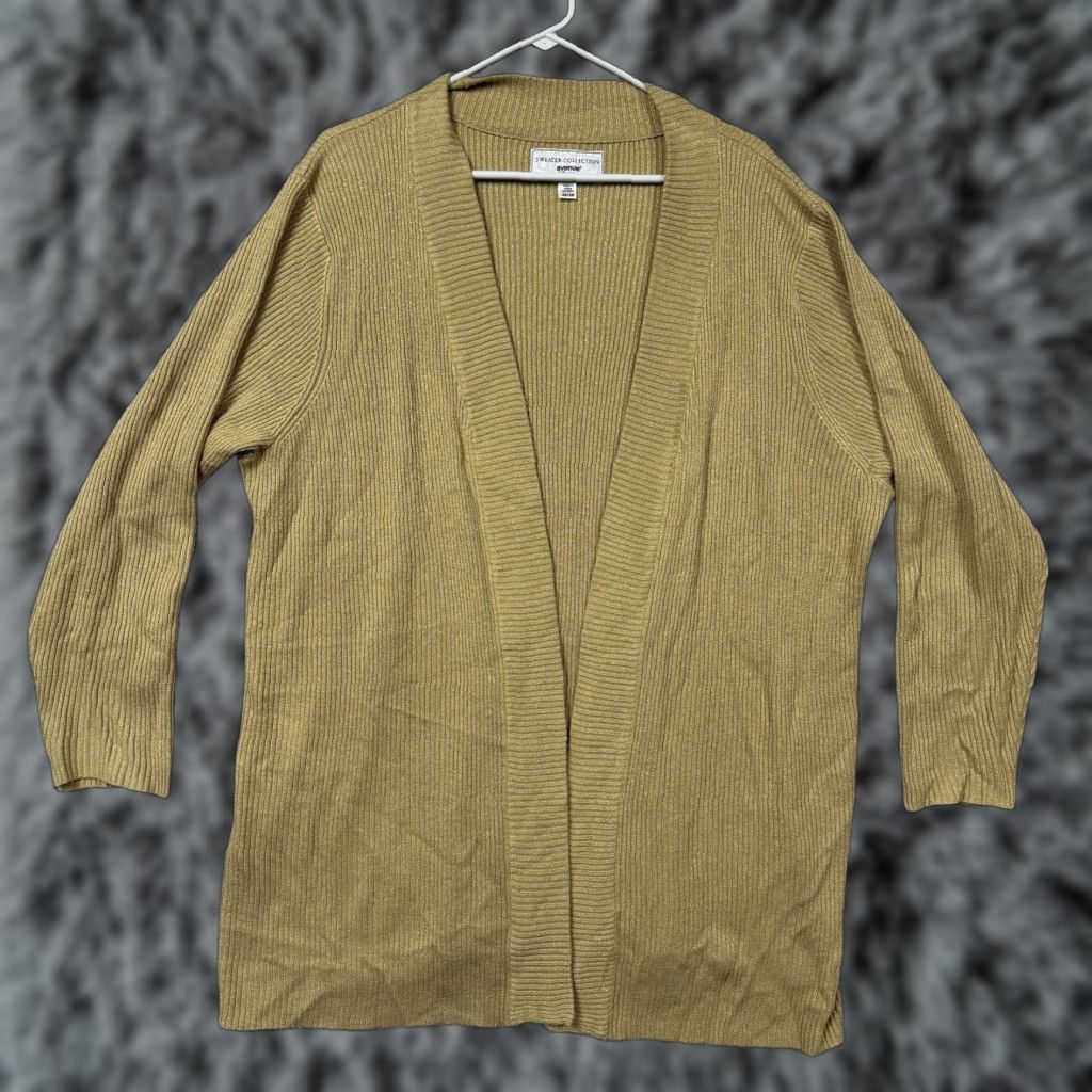Avenue Avenue Cardigan Womens 26/28 Plus Gold Metallic Knit Open Front Boho Layering Size 4XL / US 24-26 - 1 Thumbnail