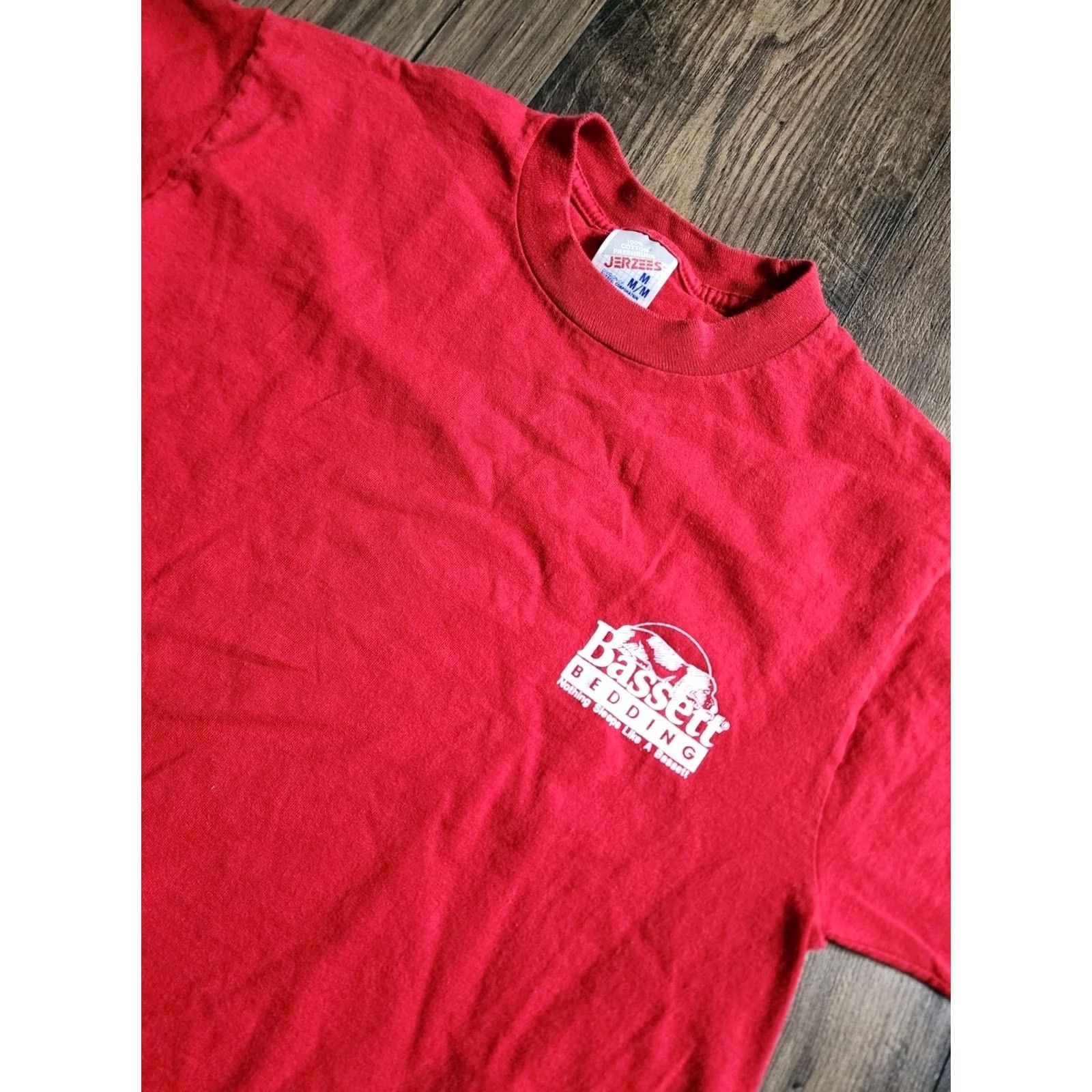 Jerzees VINTAGE Bassett Logo T Shirt Mens M 1990s Red Cotton Short Sleeve Jerzees Size US M / EU 48-50 / 2 - 2 Thumbnail