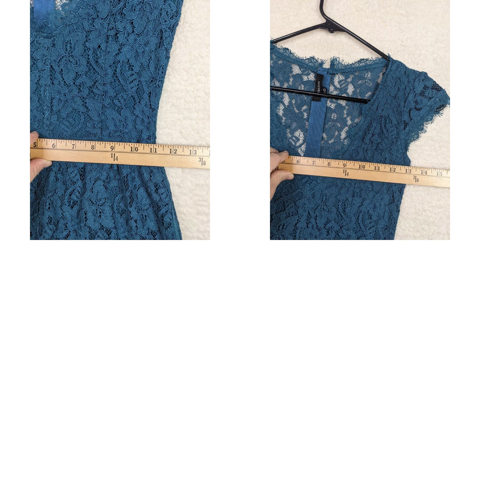 Vintage Babaton Dress Blue Floral Lace Lined Knee Length Zip Back Crew Neck Short Sleeve A-Line Womens 00 Size 24" / US 00 / IT 34 - 8 Thumbnail