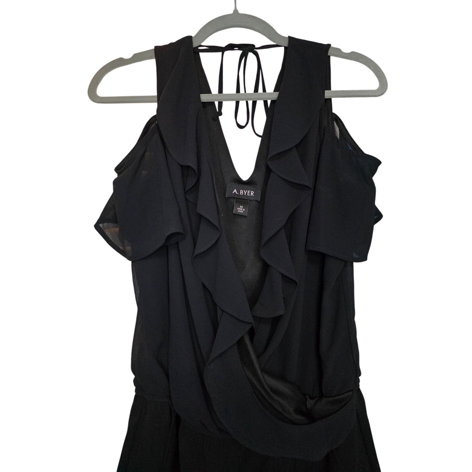 & Other Stories A. Byer Black Ruffled Cold Shoulder Romper Womens Size S Size 26" / US 2 / IT 38 - 5 Thumbnail