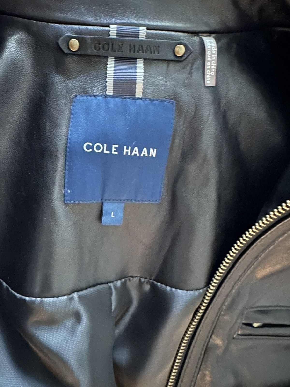 Cole Haan Cole Haan Leather Moto Jacket Size US L / EU 52-54 / 3 - 3 Thumbnail