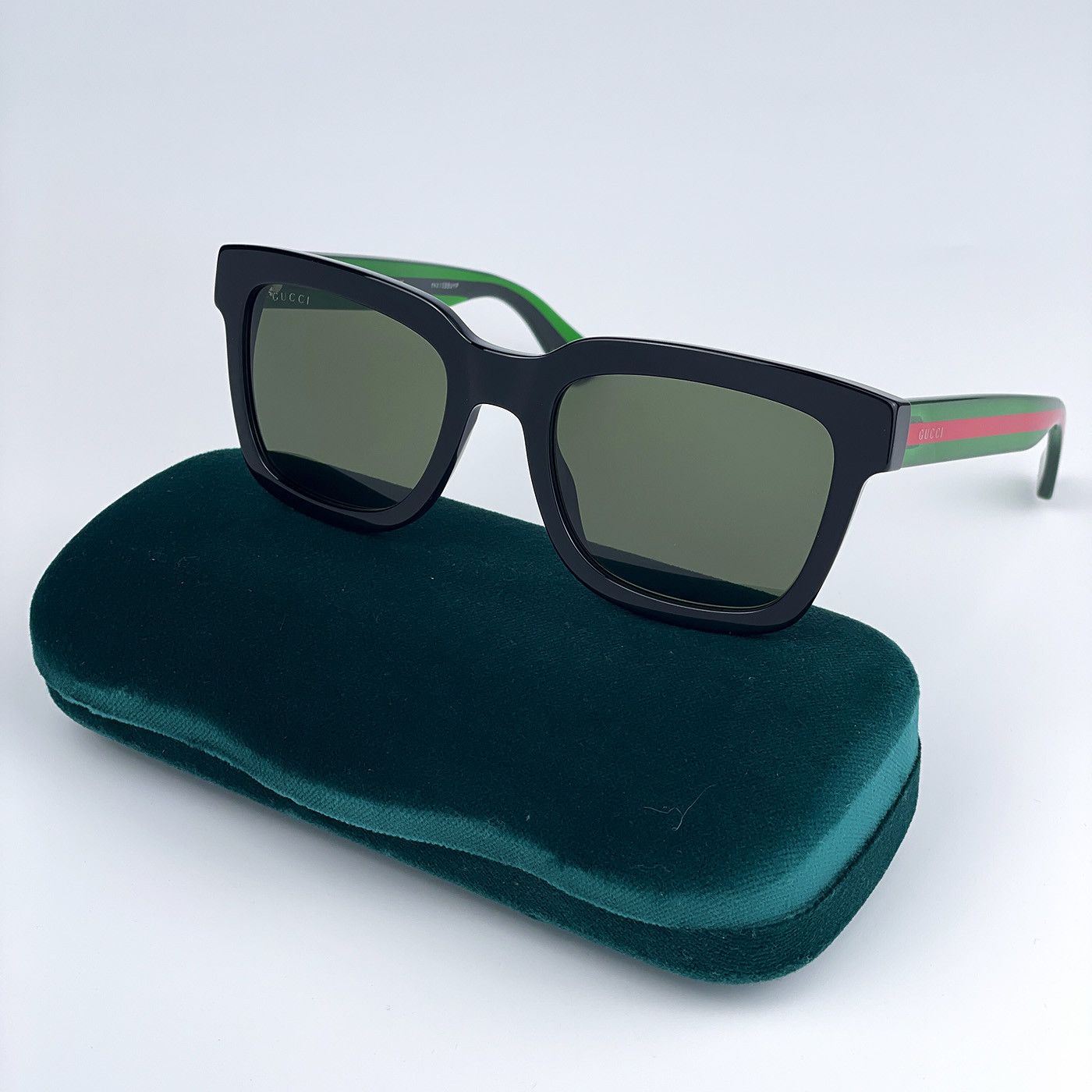 Gucci Gucci Men Sunglasses Black Green Square GG0001SN 002 NEW Size ONE SIZE - 1 Thumbnail